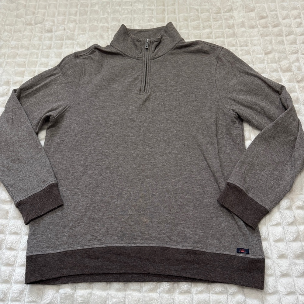 Faherty Large Brown 1/4 Zip Pullover Sweater ~ Cl… - image 1